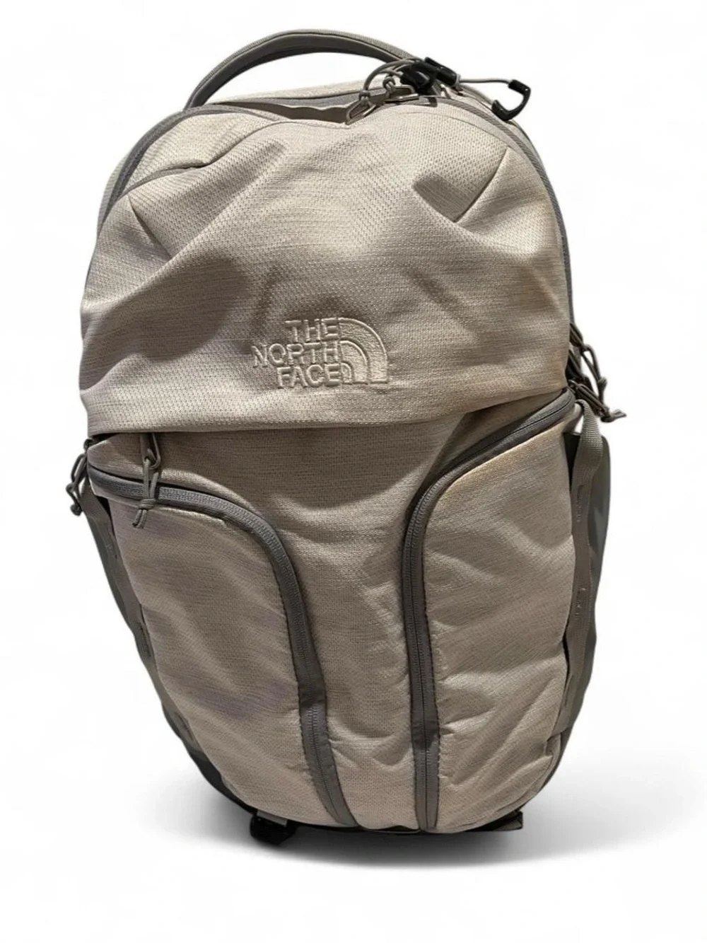 The North Face Light Gray Backpack with Dark Gray Accents